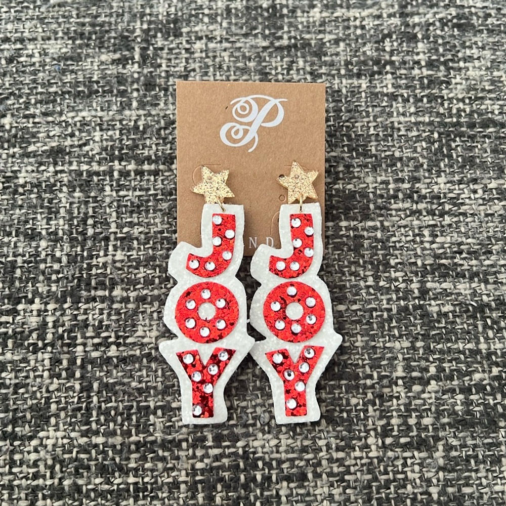 3/$15 or 4/$20 Christmas “JOY” earrings